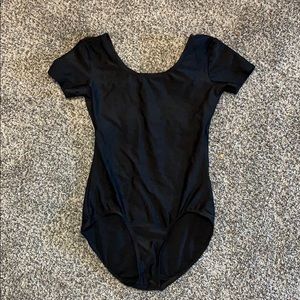 black cap sleeve leotard